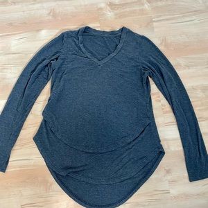 Latched Mama V-Neck Nursing Long Sleeve in Charcoal